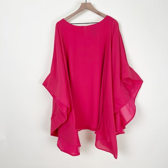 Vintage Ruffle Wide Flare Bell Sleeve Tunic Mini Dress Mod Barbiecore Barbie 70s - Picture 11 of 12